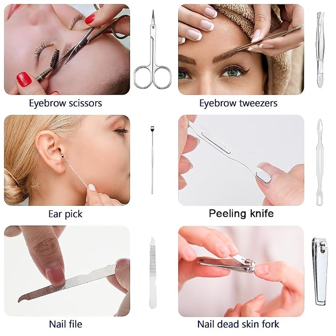 7 in 1 Nail Clipper Set, Travel Mini Manicure Set with Case