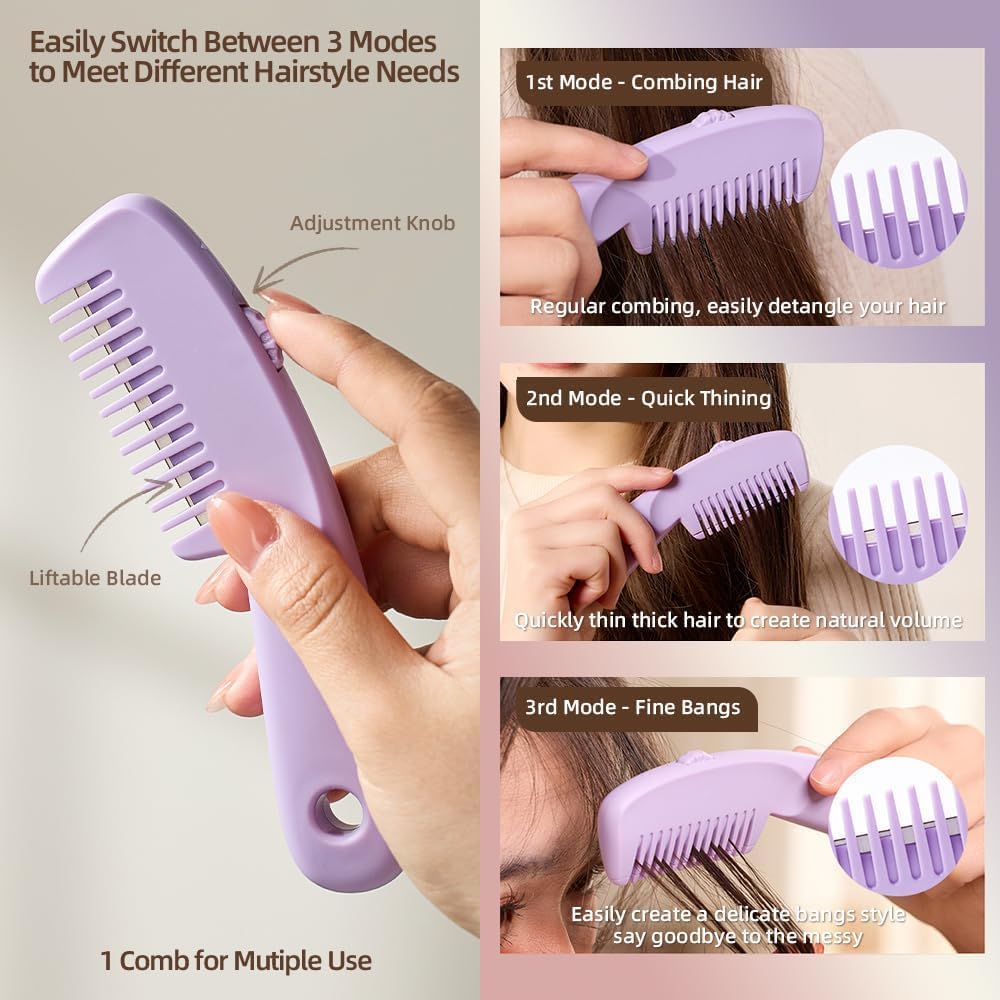 3-in-1 Hair Cutting Comb with Built-In Razor
