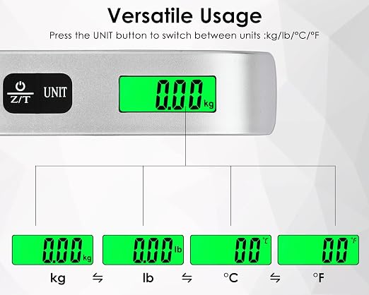 Portable Digital Luggage Scales for Travel with Backlit LCD