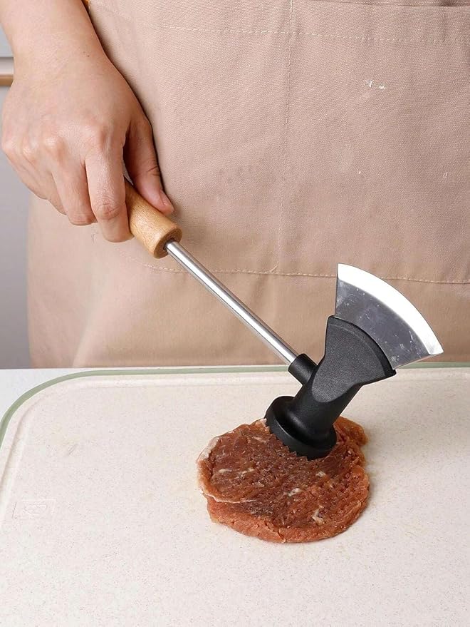 Axe-Shaped Meat Tenderizer, Stainless Steel Meat Hammer with Cutter Edge