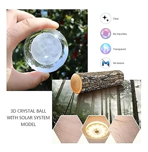 3D Crystal Ball Night Light with Wooden LED Base - Cute Panda