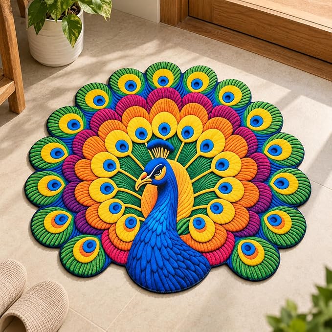 Colorful Non-Slip 3D Peacock Bathroom Mat (30*31 inches)