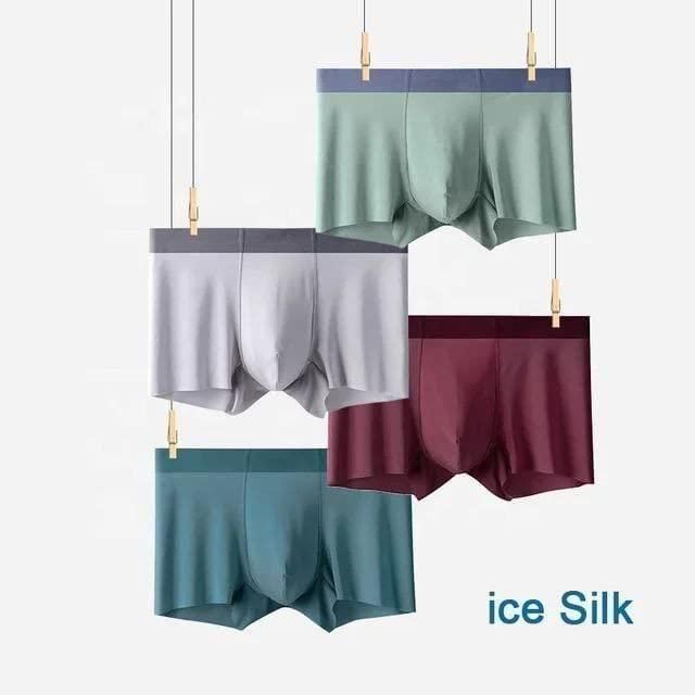 Men's Ice Silk Briefs Boxers  (Pack of 4)(random colour)