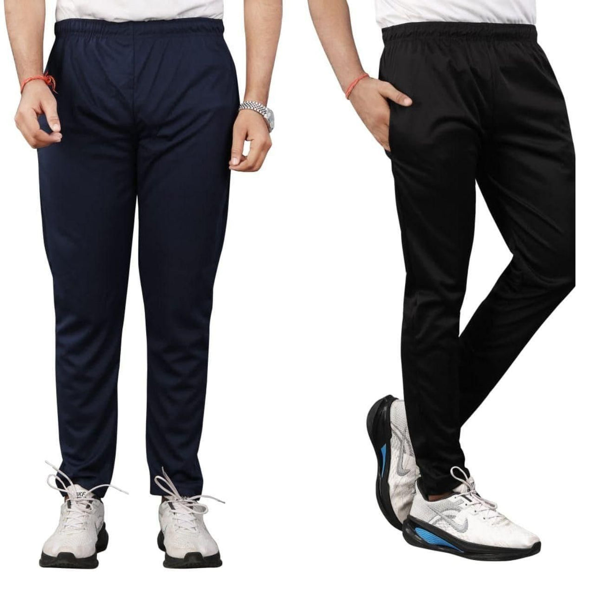 Combo Dark grey & Black Unisex NS Lycra Track Pants ( pack of 2)